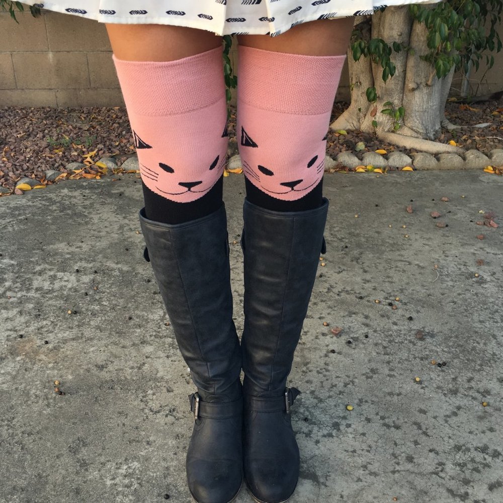 Pink Cat Thigh Highs